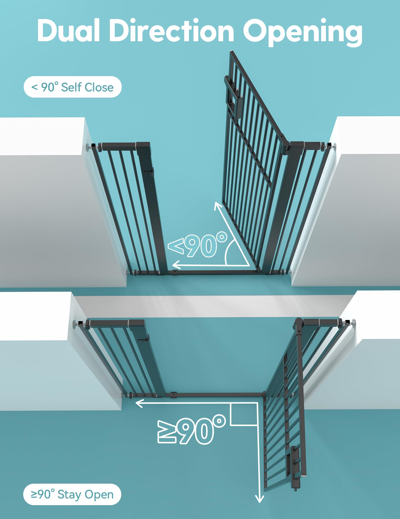 No Pawblems extensions for 29-43 inches show customizable width for stairs.