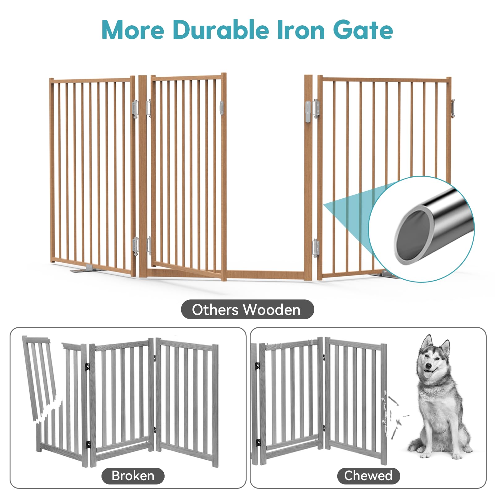 No Pawlems foldable dog gate panels fold into a compact Z-shaped layout
