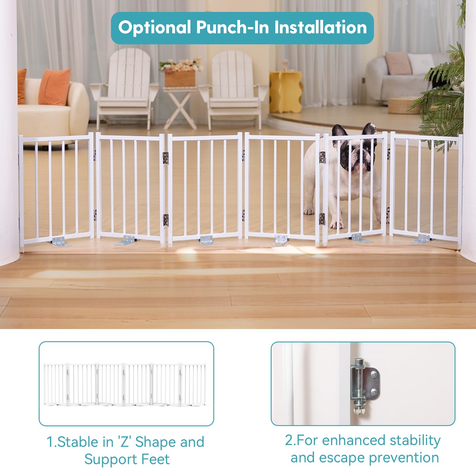 No Pawblems foldable dog gate panels enable custom shapes like Z or U for varied spaces.