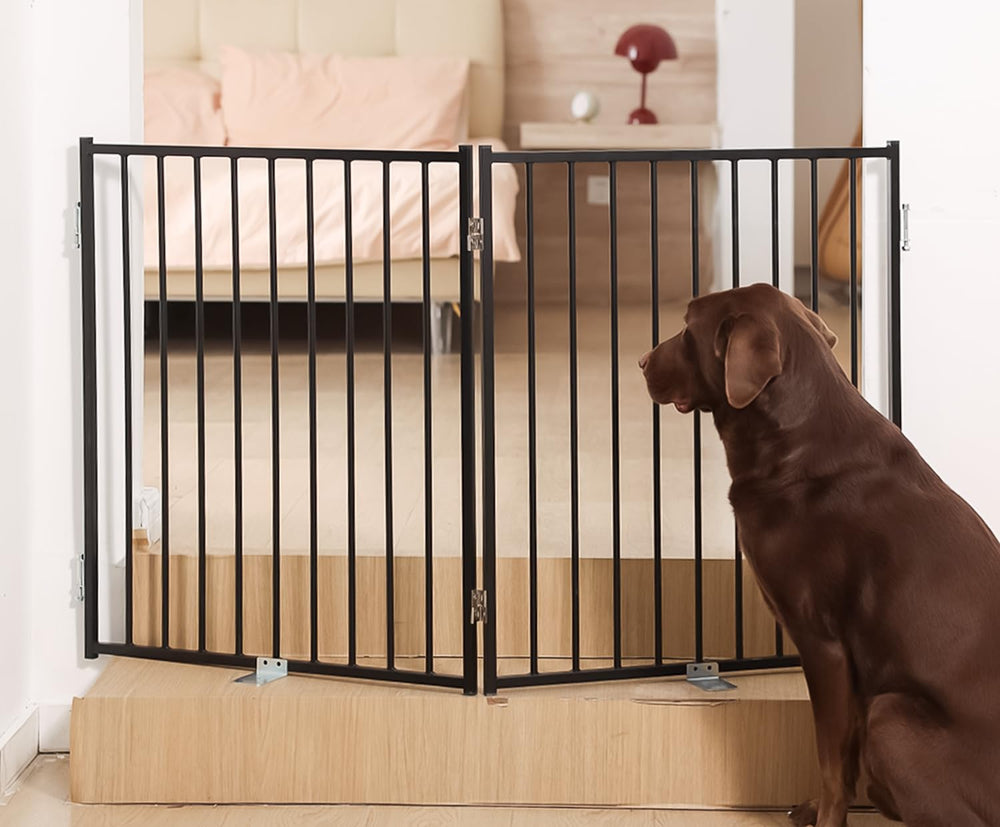 No Pawblems free-standing dog gate metal structure for durable indoor use.