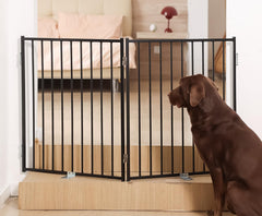 No Pawblems free-standing dog gate metal structure for durable indoor use.