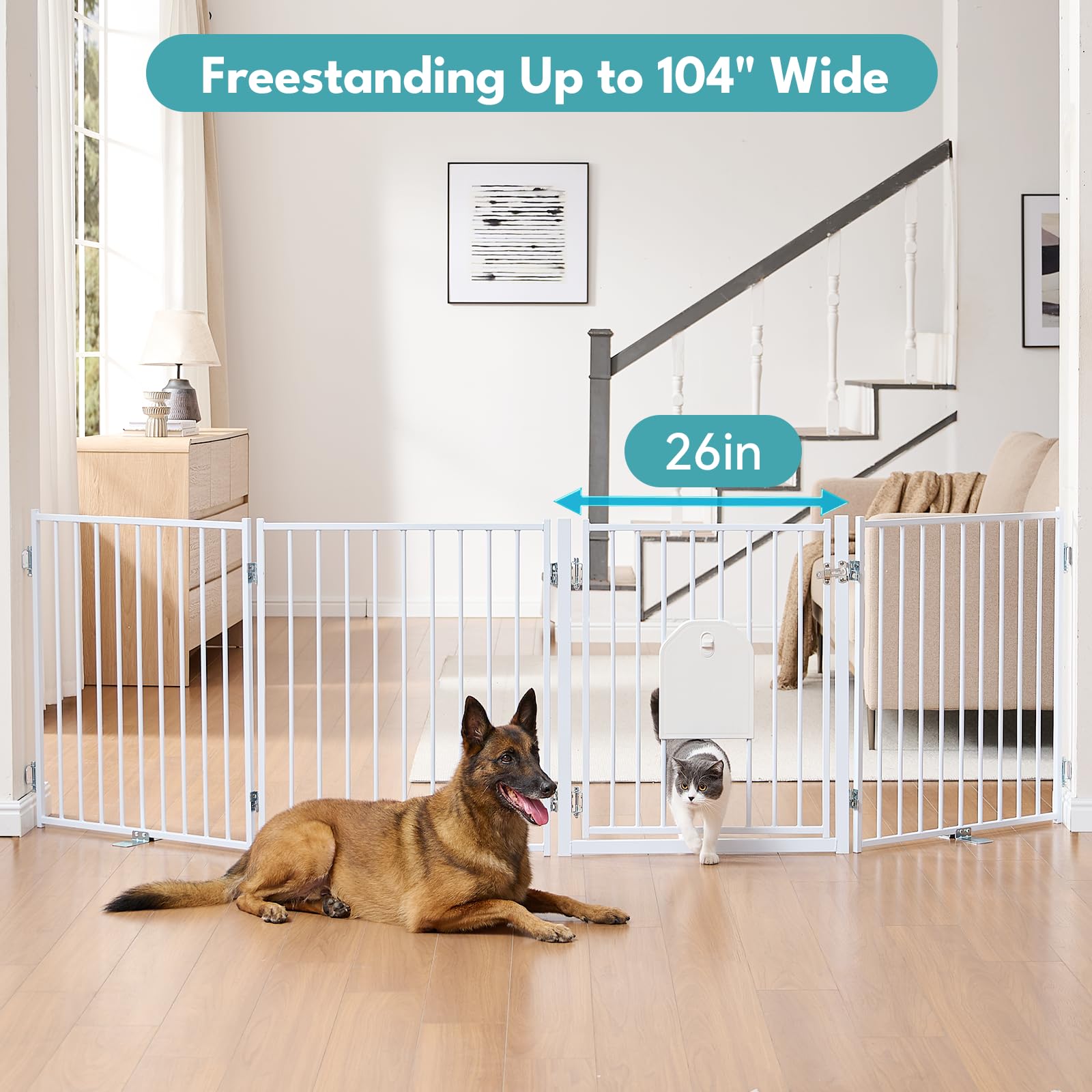 No Pawblems wide 104 inch gate configuration blocks wide areas indoors