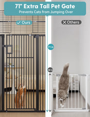 No Pawblems upgraded 71in gate extended height blocks jumping over for energetic cats.