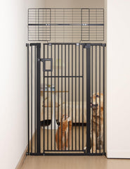 No Pawblems upgraded 71in gate full view shows tall, secure pet barrier for doorways.