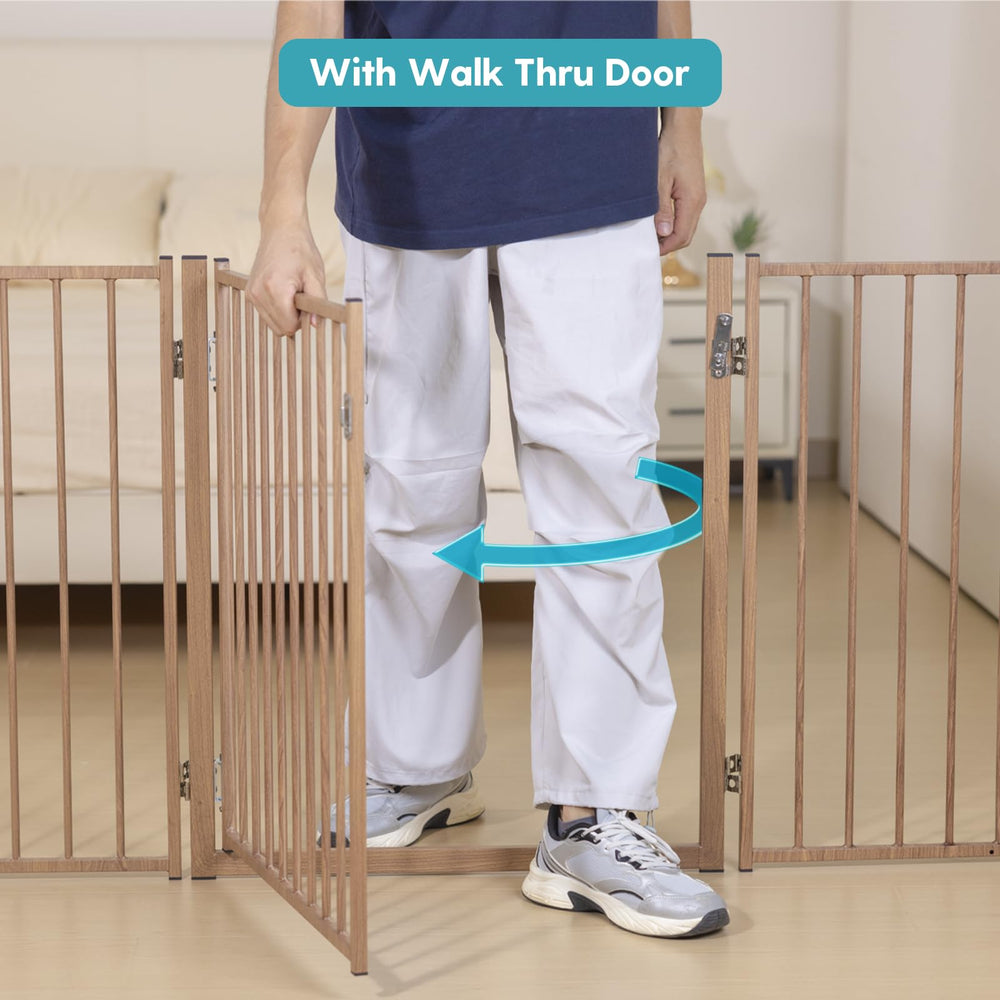 No Pawblems walk-through door dog gate enables easy access during playtime