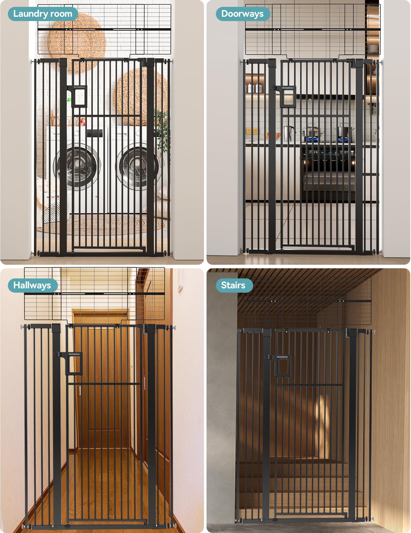 No Pawblems pressure-mounted setup eases temporary protection for pets and guests.
