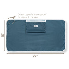 Nora's Nursery Sea changing pad folded compactly for travel in a slim diaper bag.