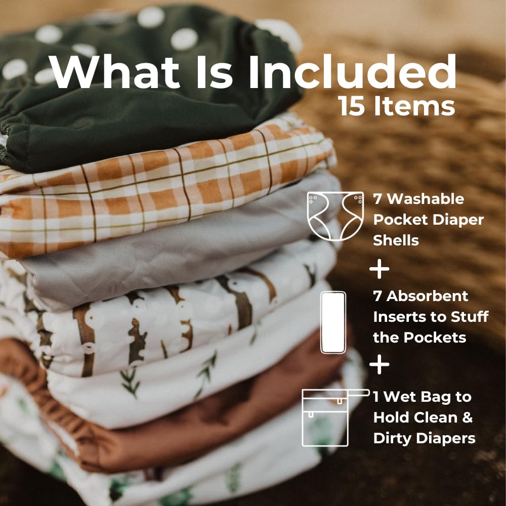 Nora's Nursery adjustable-pocket diaper on baby—grows with snaps for a comfortable fit