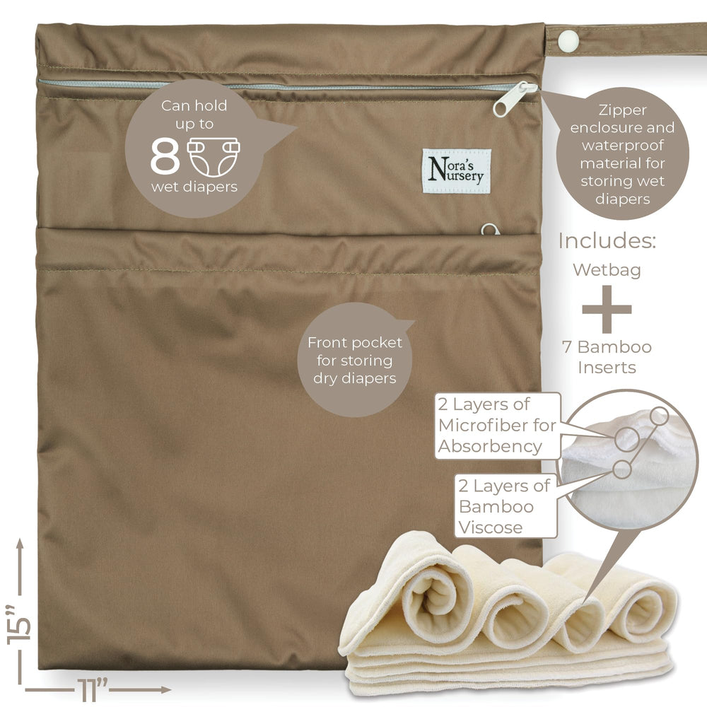 Nora's Nursery AWJ adjustable snaps close-up showing one-size fit for 10-35 lb babies.