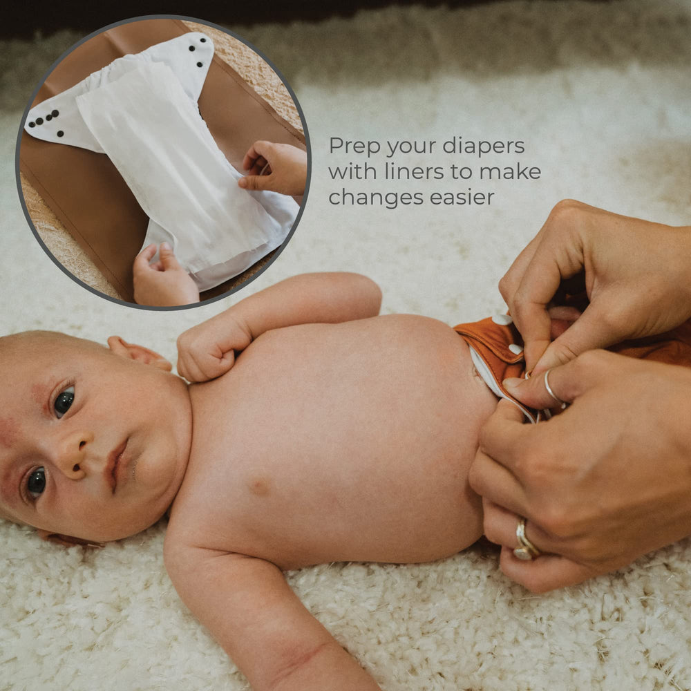 Nora's Nursery diaper liner in daily use, absorbent and convenient.