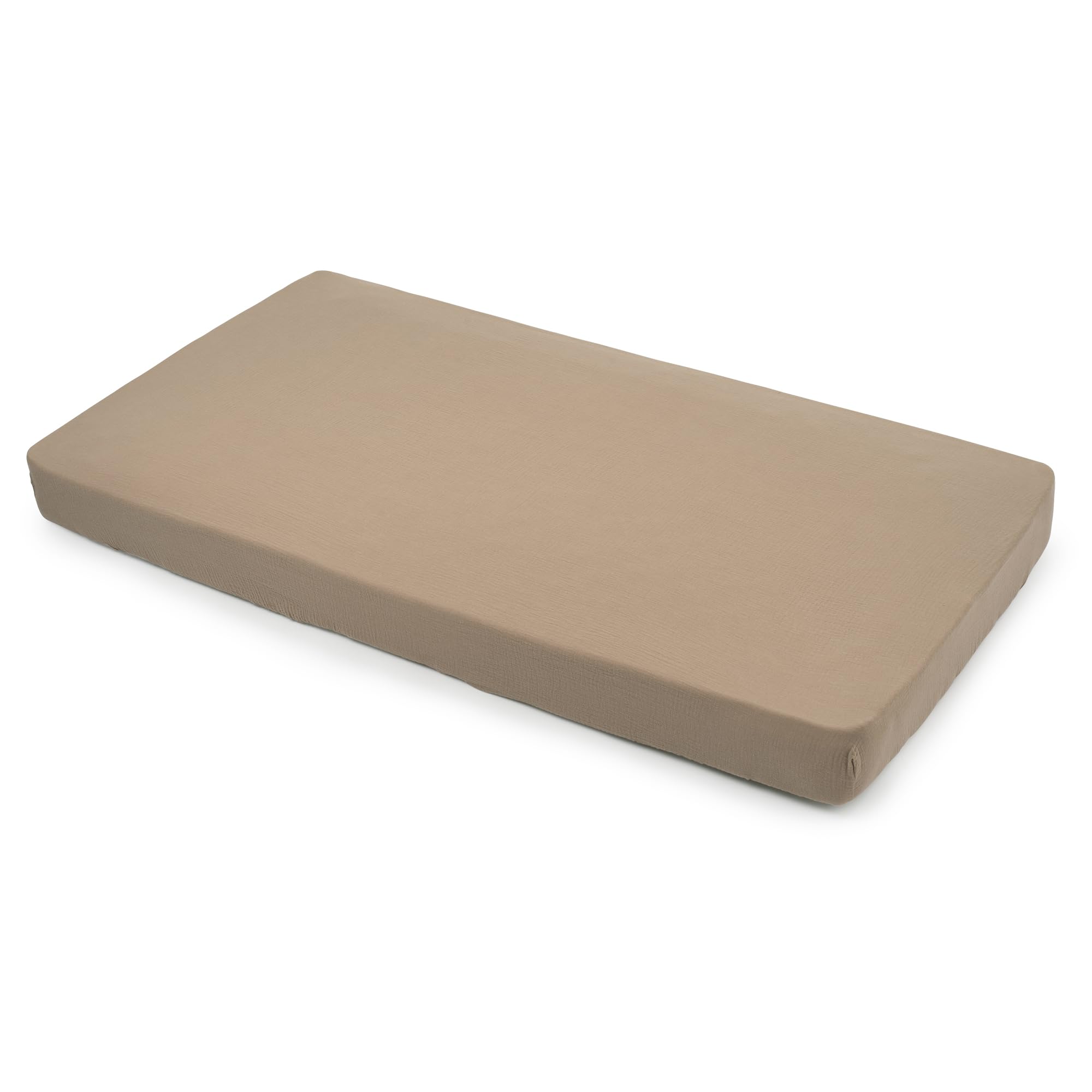 Nora's Nursery muslin sheet suits gender-neutral nurseries and calm sleep.