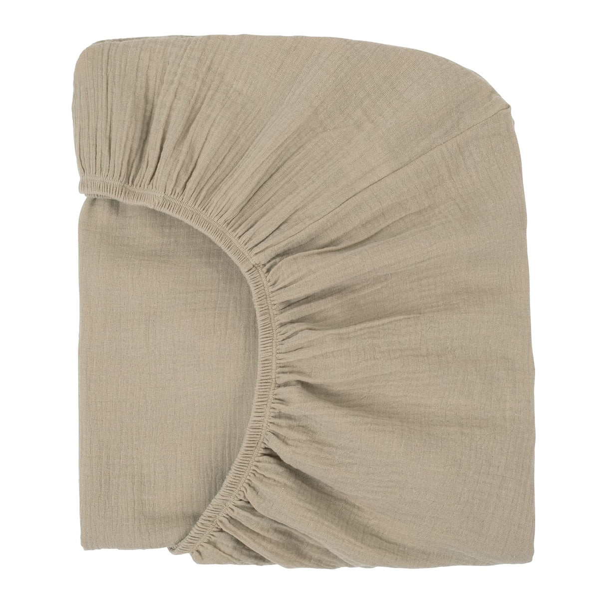 Nora's Nursery muslin crib sheets latte close-up of soft organic cotton for gentle sleep