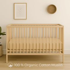 Nora's Nursery muslin crib sheets latte fit on 52x28 mattress for secure comfort