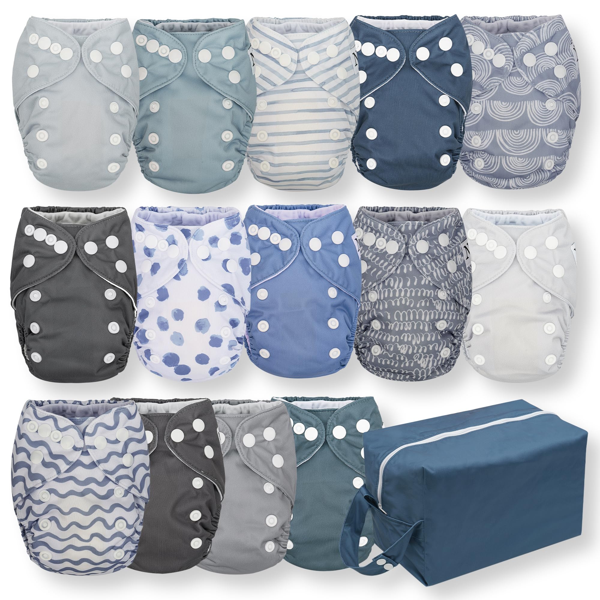 Nora's Nursery newborn diaper with adjustable snaps for a snug fit.