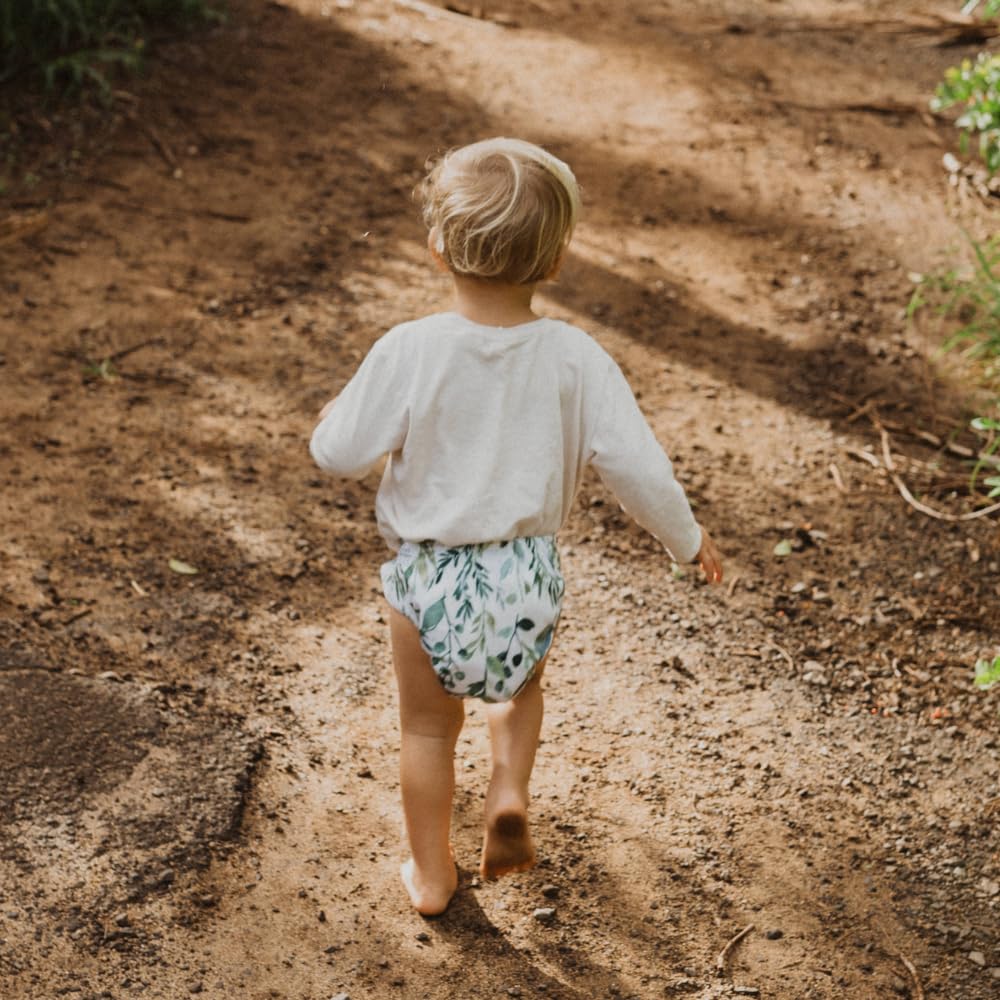 On-the-go use image demonstrates easy cloth diapering with Morning Dew