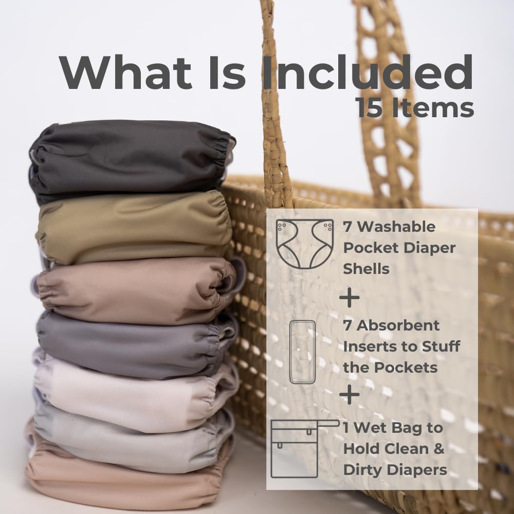Nora's Nursery pocket diaper open with inserts Sand and Stone for easy adjustability
