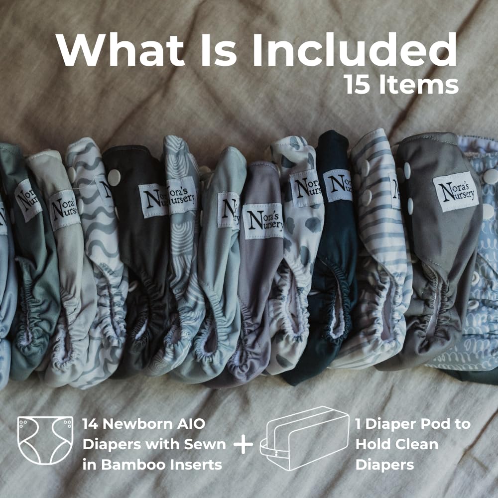 Nora's Nursery newborn diaper with gentle umbilical snap-down for comfort.