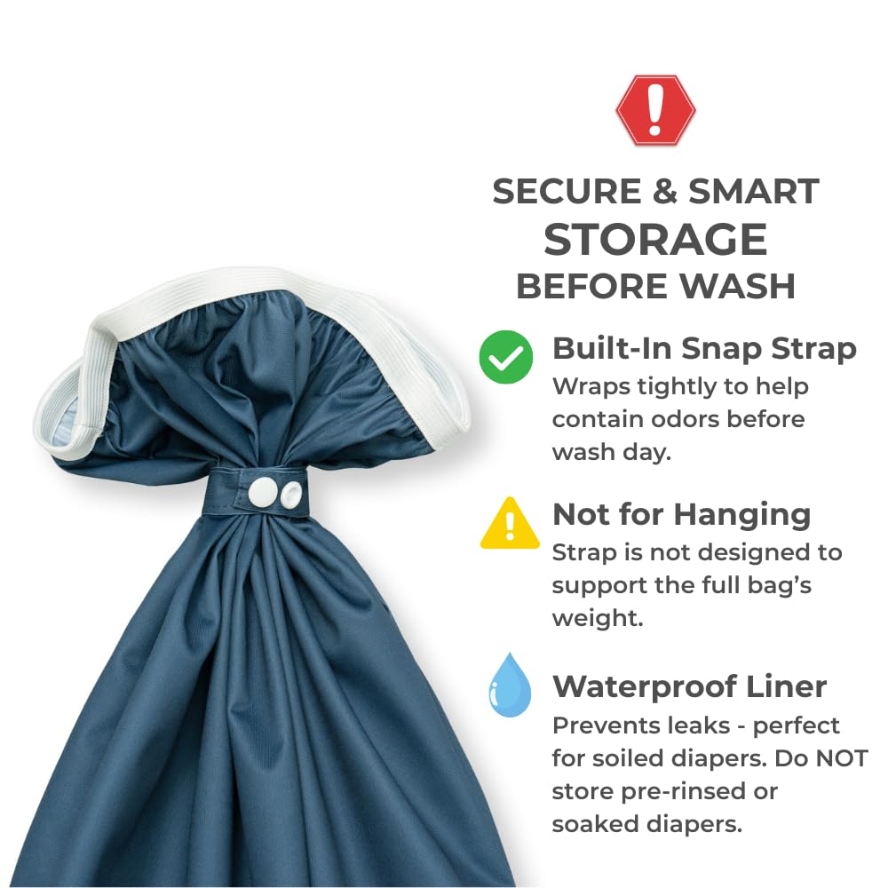 Noras Nursery Wash Day Odor Lock highlights bag holding odors until laundry.