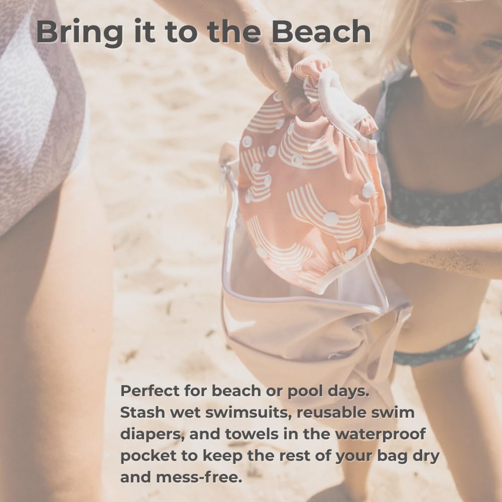 Nora's Nursery wet-dry bag for swimwear keeps beach gear contained and odors manageable.