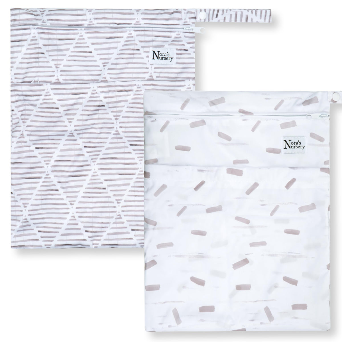 Nora's Nursery wet-dry bag two pockets waterproof keeps swimsuits and damp clothes contained on the go.