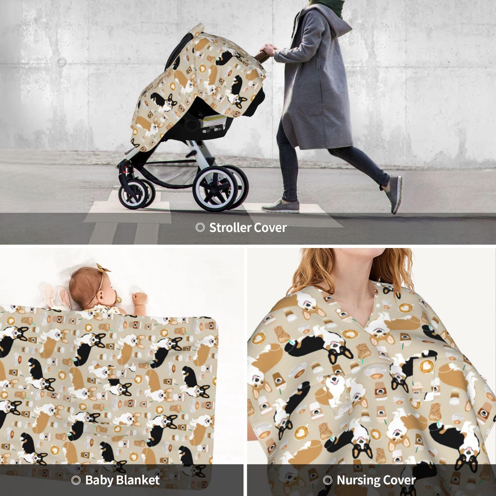 Norchzi Corgi nursing cover use during shopping trips and meals