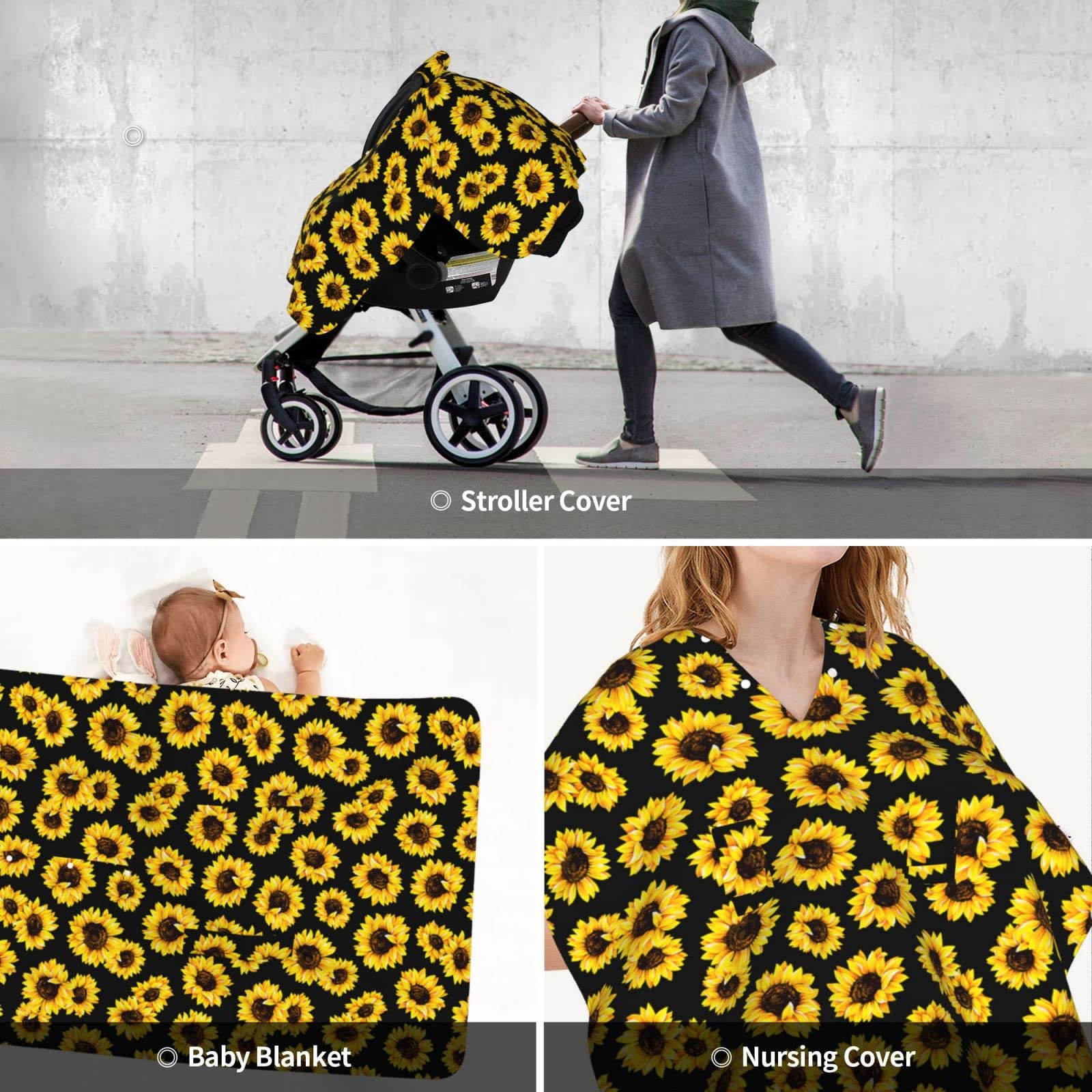 Norchzi sunflower canopy weather-privacy keeps baby cozy during outings.