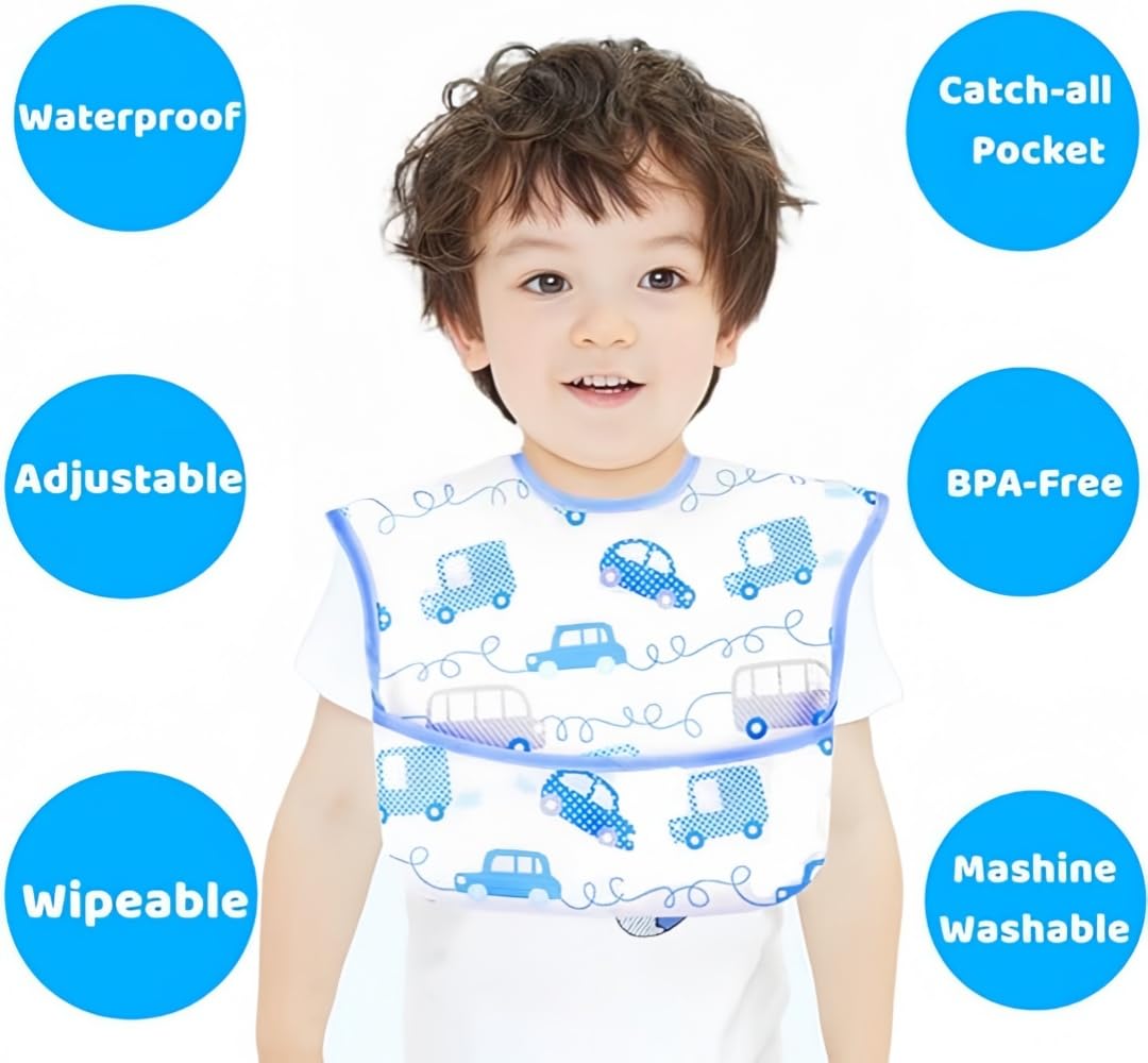 norinori baby bib pocket-3D-10cm catches spills and drips.