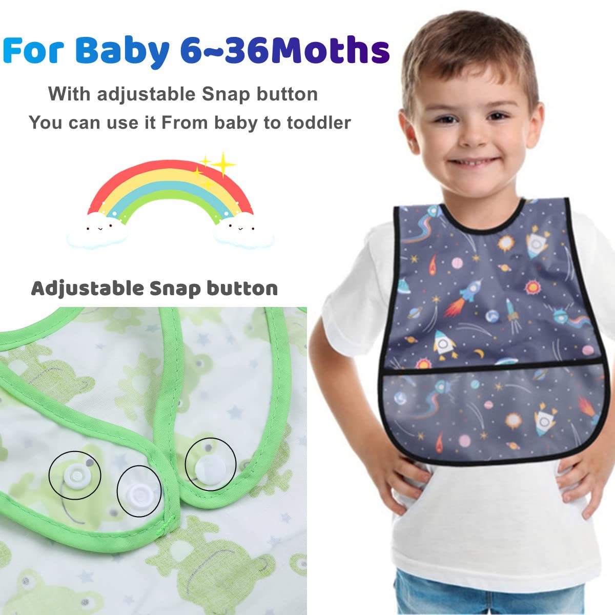 norinori baby bib pocket-crumb-catcher catching dropped bites for easier cleanup