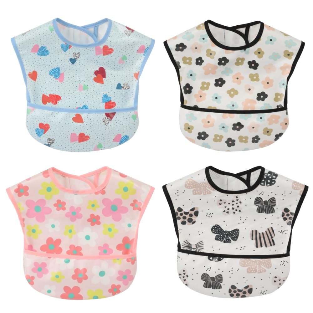 norinori baby bib waterproof pocket front helps catch spills during meals
