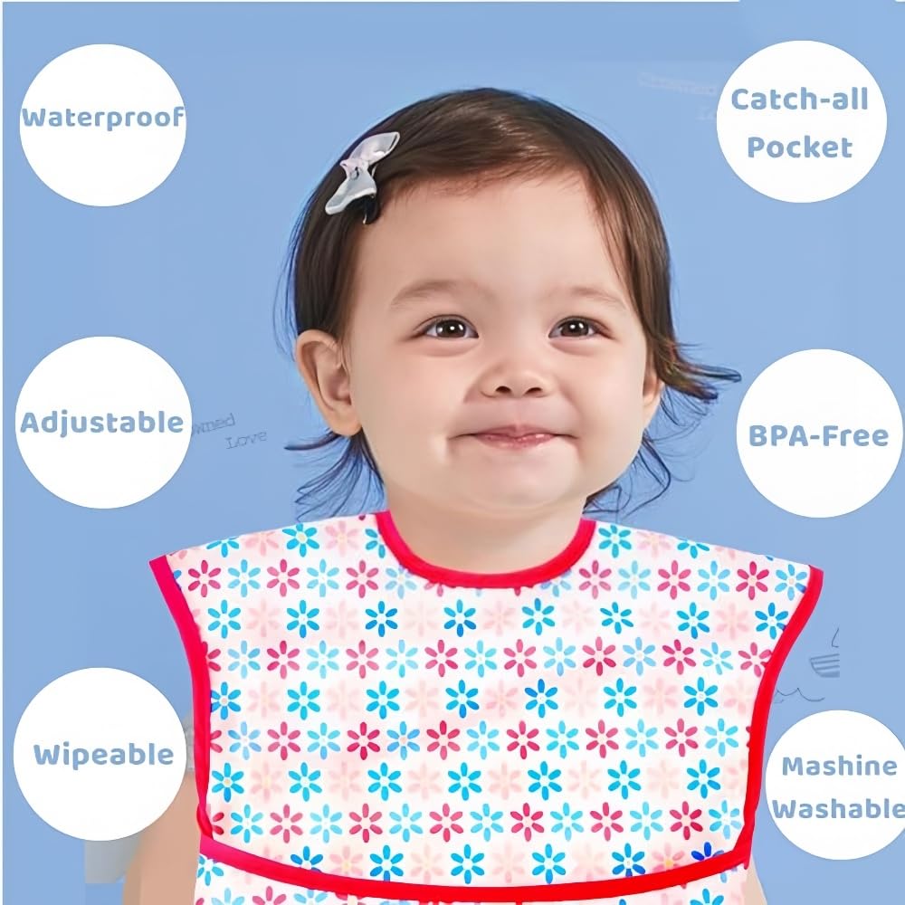 norinori baby bibs pocket 3D detail catching spills before reaching clothes