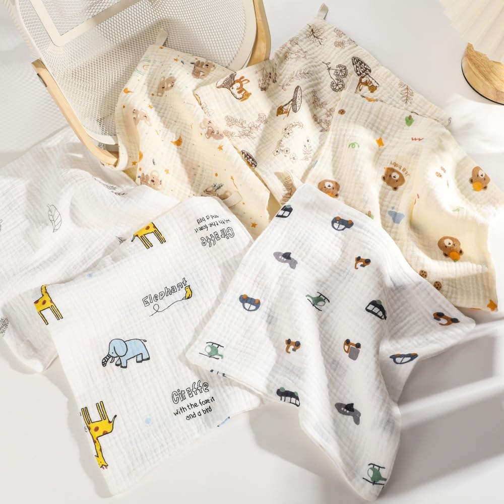 norinori Baby Msulin washcloths ten-by-ten inch size fits newborn bathing