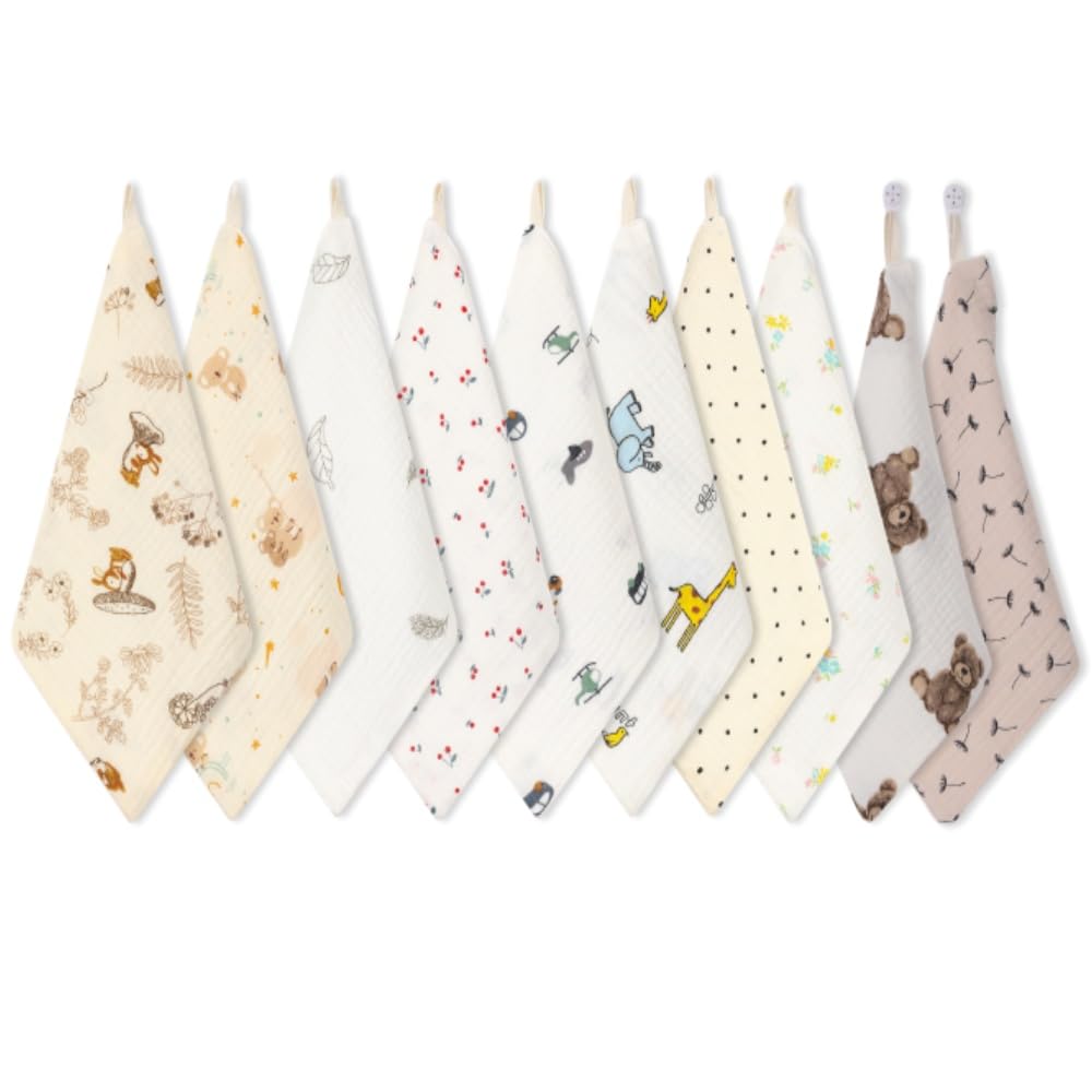 norinori Baby Msulin washcloths cartoon pattern close-up show gentle cleansing