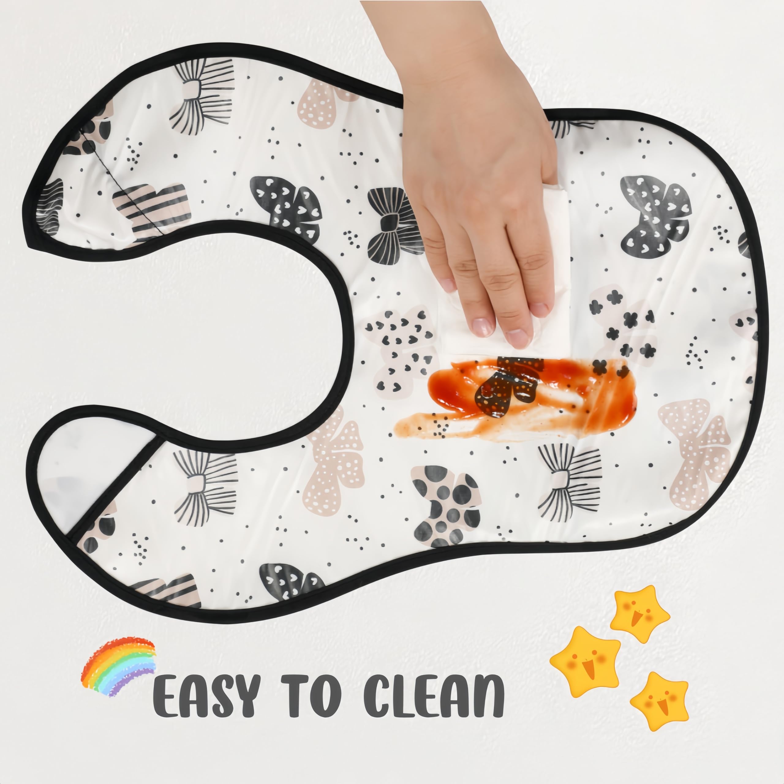 Norinori bib easy clean flat lay showing wipeable surface