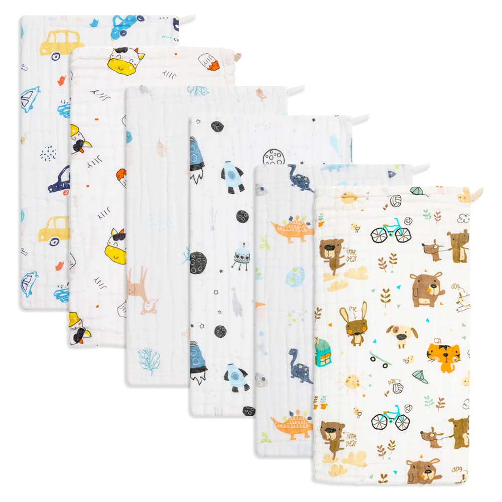 Norinori burp cloths in a six-pack folded for easy grab-and-go baby care.