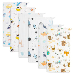 Norinori burp cloths in a six-pack folded for easy grab-and-go baby care.