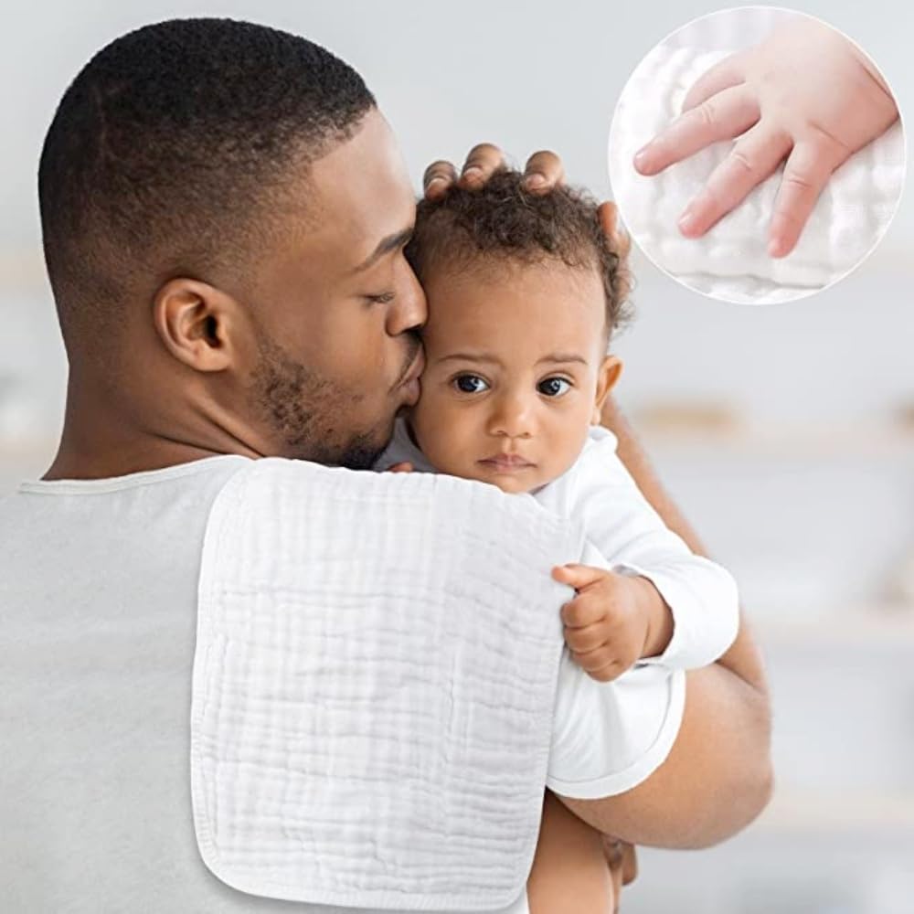 Norinori large burp rags help protect caregiver clothes during feeds.
