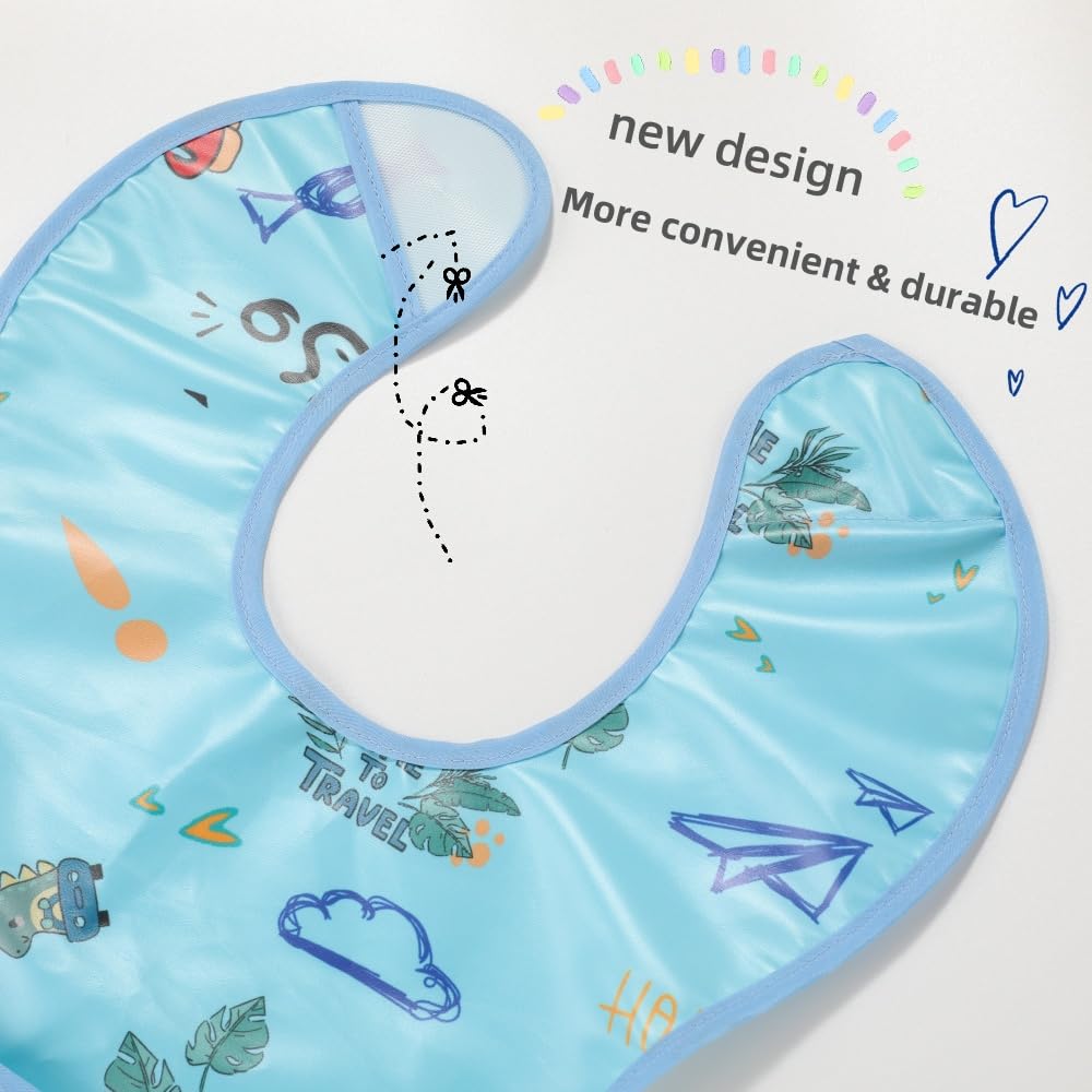 norinori four-pack bibs laid flat to highlight soft waterproof fabric.