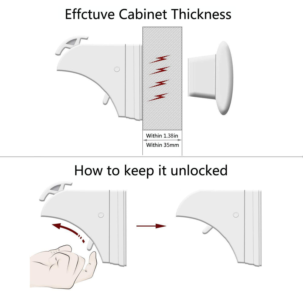 Norjews lock and catches on cabinet door demonstrating hidden safety.
