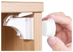 Norjews magnetic cabinet locks pack shows invisible childproofing for cabinets.