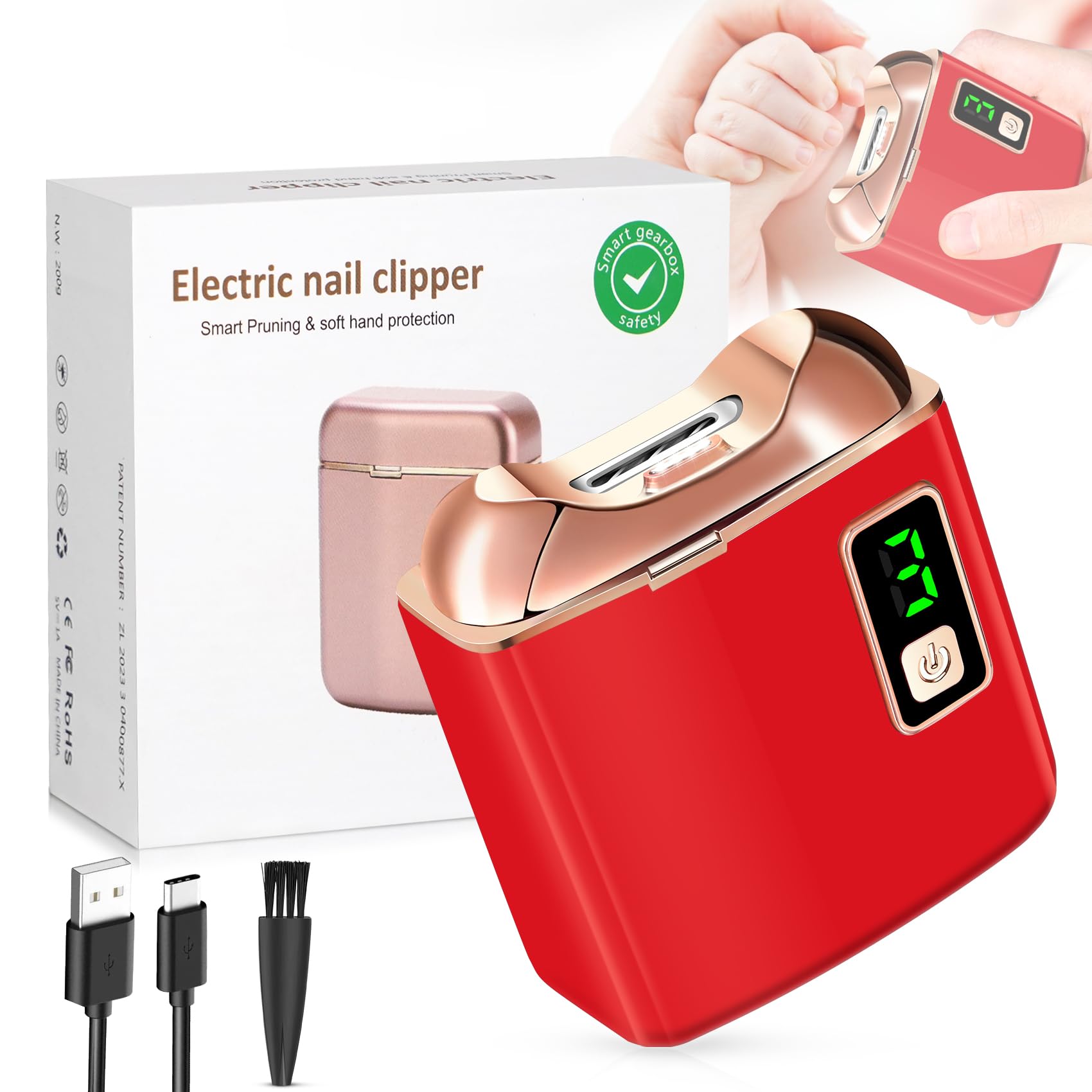 Northlet electric nail clipper with LED light in use for precise baby and adult trims.