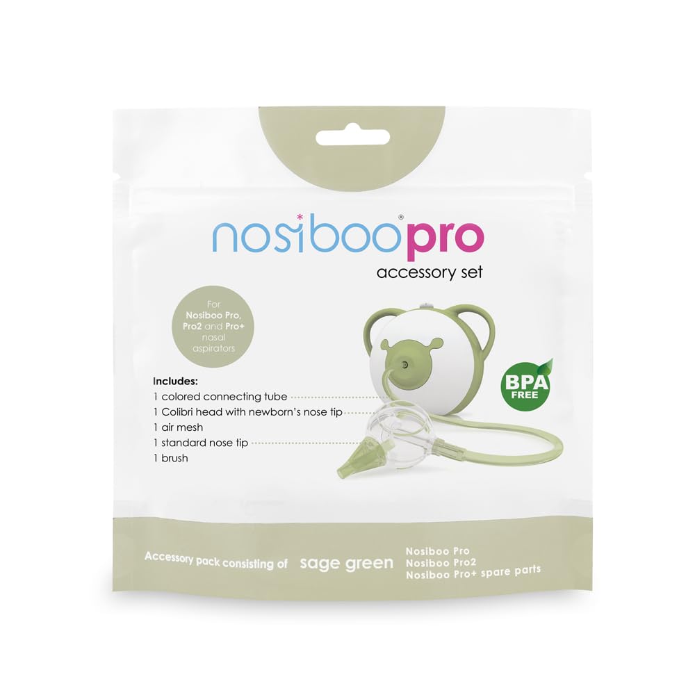 Nosiboo Pro accessory set sage Colibri head nose tip for gentle newborn nasal care.