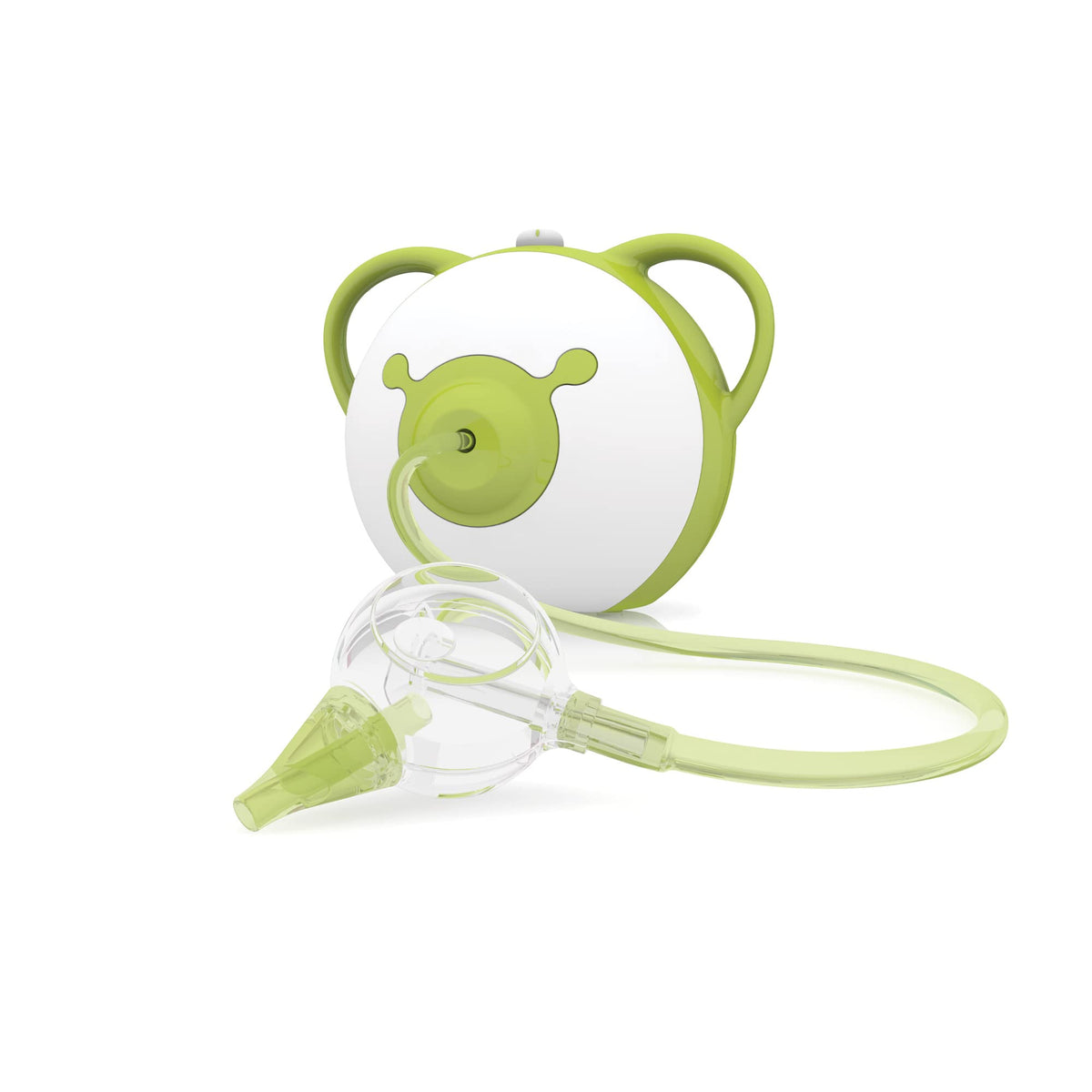 Nosiboo Pro nasal aspirator in use on a baby for gentle relief.