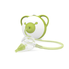 Nosiboo Pro nasal aspirator in use on a baby for gentle relief.