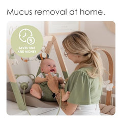Nosiboo Pro pink mucus-dispenser image emphasizes hygienic, mess-reducing design.