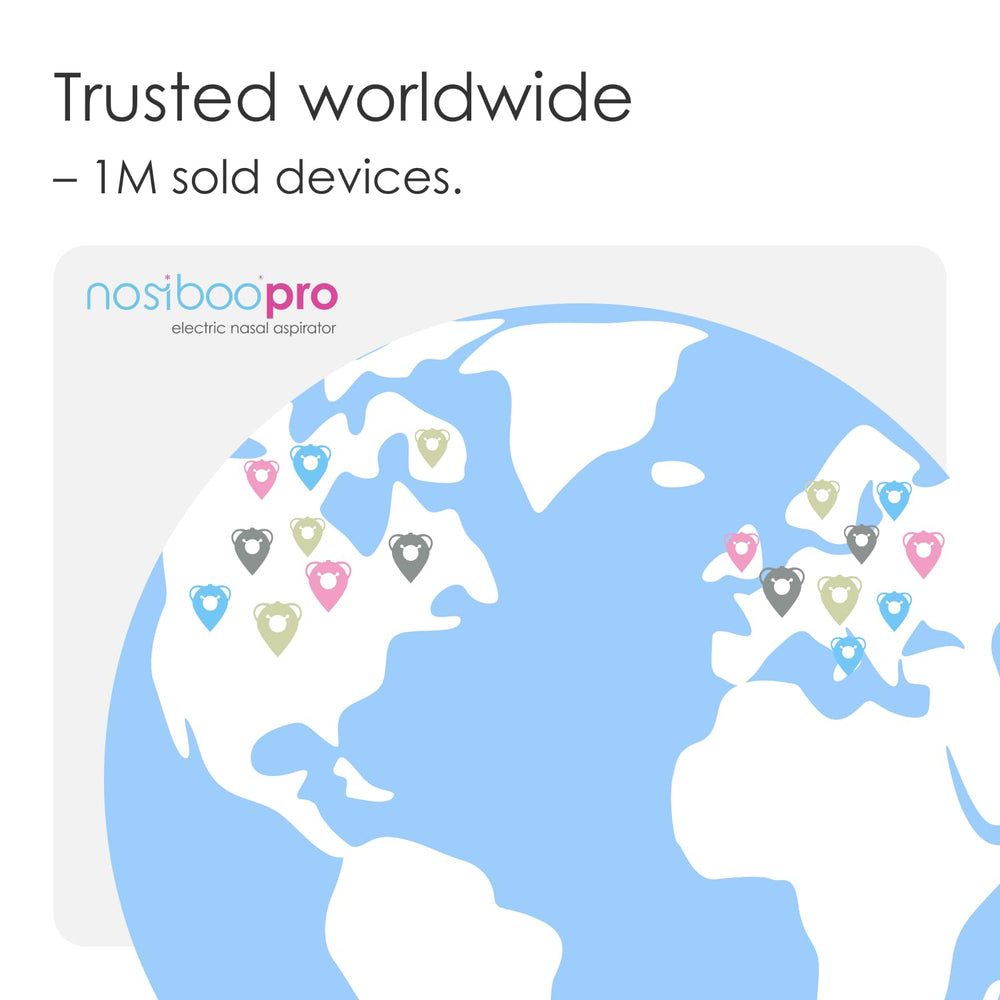 Nosiboo Pro packaging and accessories indicating premium EU-made quality.