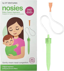 Nosies newborn nasal aspirator smallest design fits delicate nostrils for gentle relief.