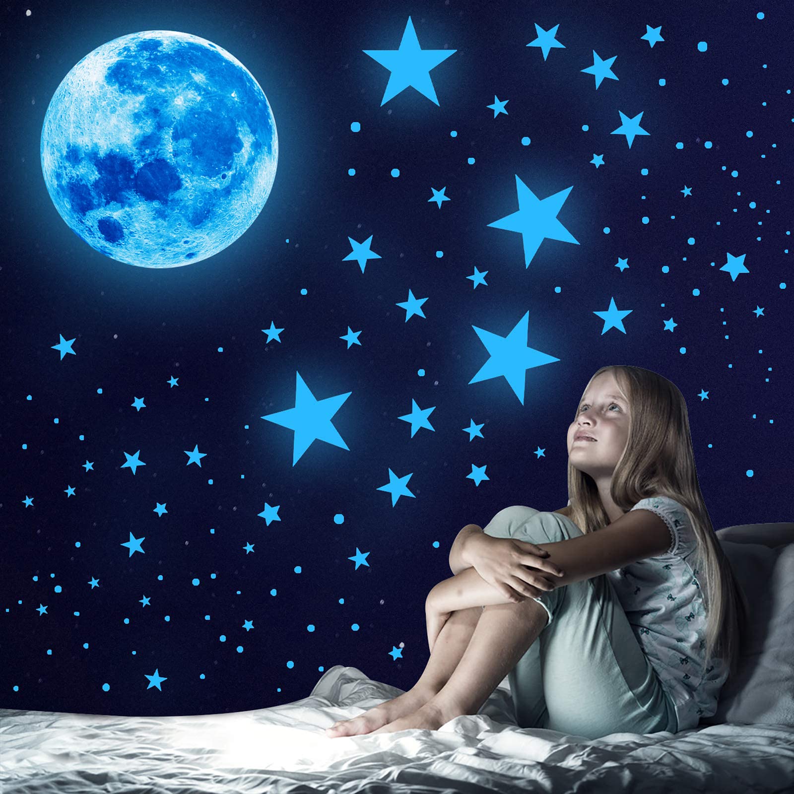 Nouata glow stars and dots wall decals for ceiling clusters enhance starry ambiance