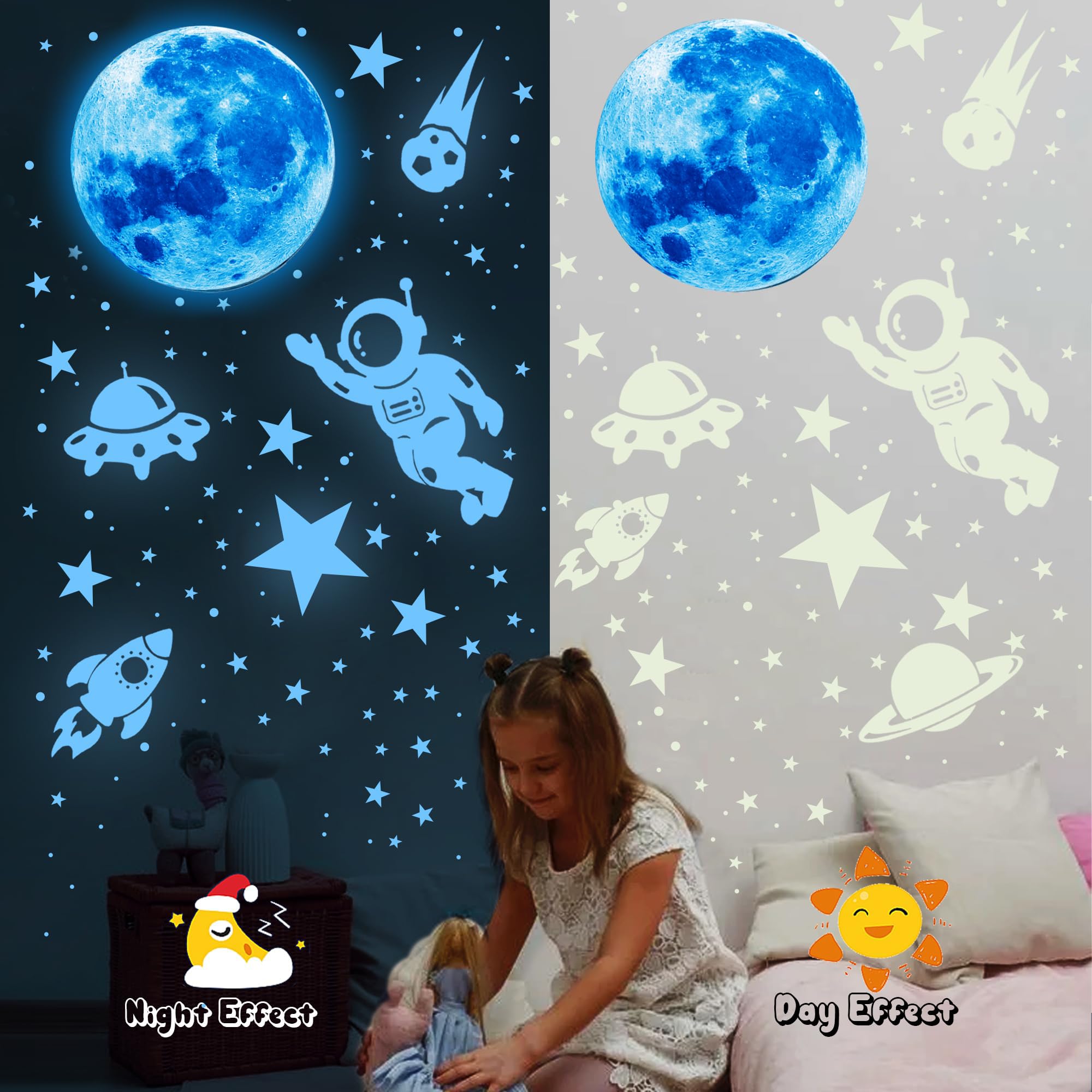Nouata spaceman wall sticker adds playful space detail to kids' rooms.