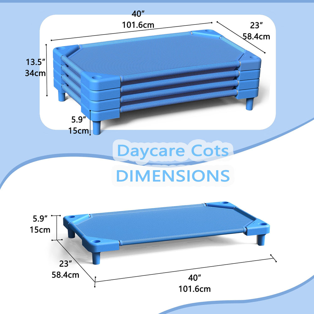NOUJULOUN Daycare Cots reinforced PP corners support heavy loads in toddler classrooms.