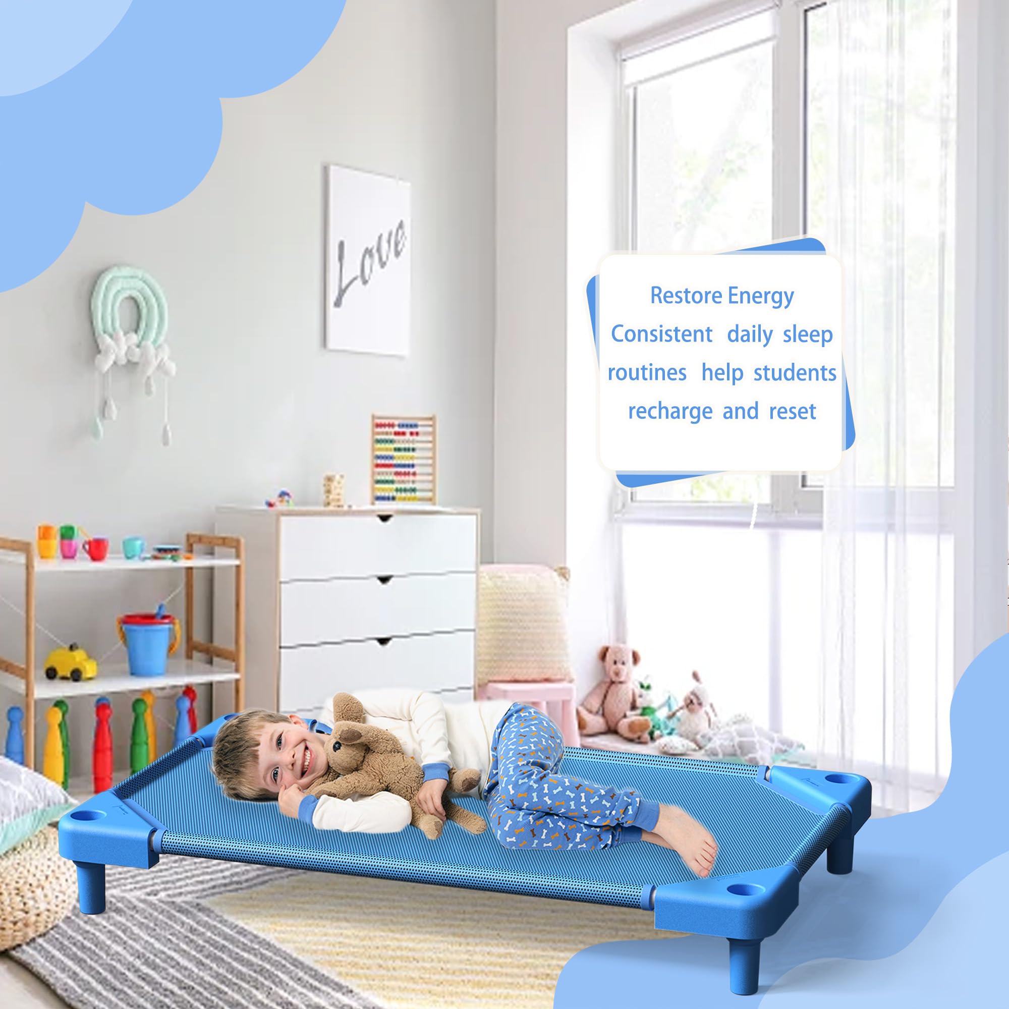 NOUJULOUN Daycare Cots lightweight design makes moving between rooms effortless.